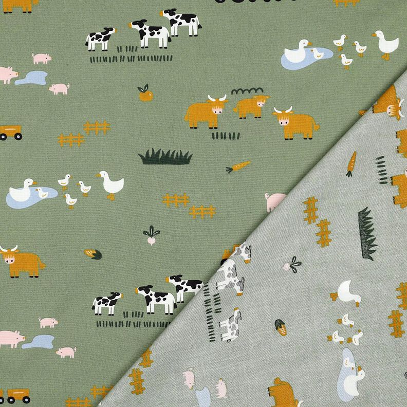 popeline di cotone Animali di fattoria | Poppy Fabrics – pino,  image number 4