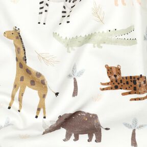 jersey di cotone animali della steppa stampa digitale | Poppy Fabrics – avorio/marrone scuro, 
