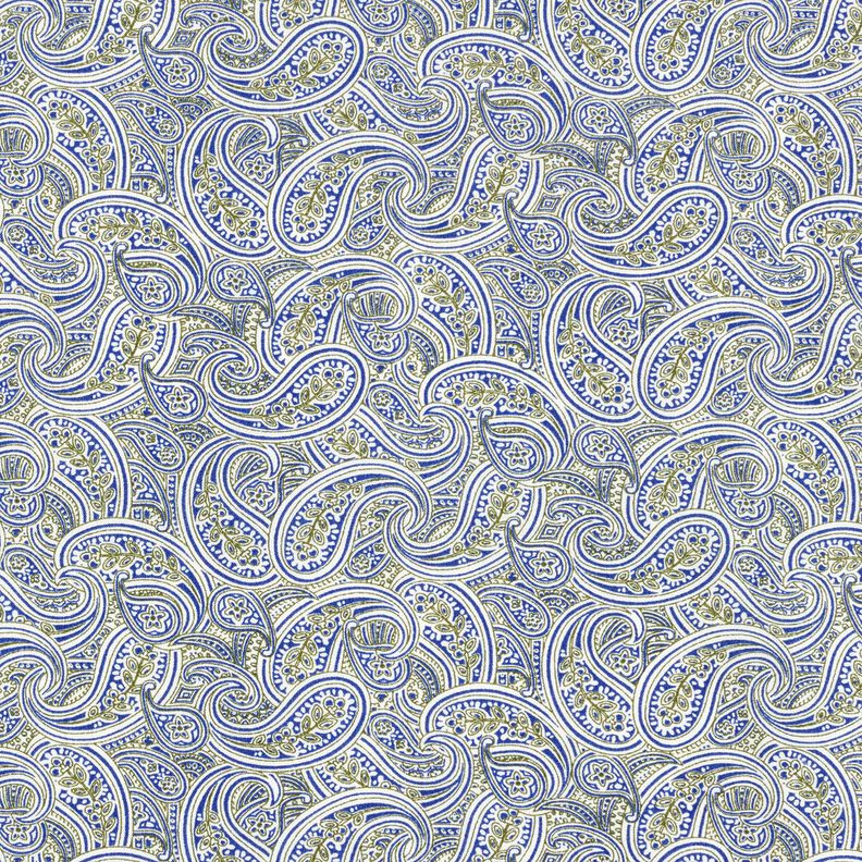 tessuto per camicie Paisley sovrapposto – indaco/verde oliva,  image number 1