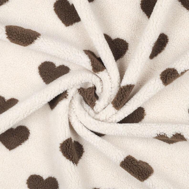 tessuto peluche Cuori | by Poppy – naturale/marrone scuro,  image number 3