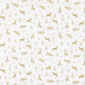 tessuto in cotone cretonne Renne e stelle – avorio/oro, 