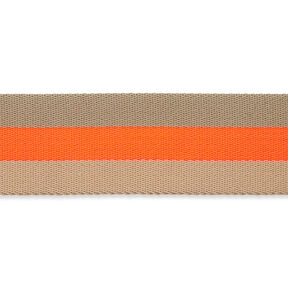nastro gros-grain per borse, neon [ 40 mm ] – arancio neon/beige, 