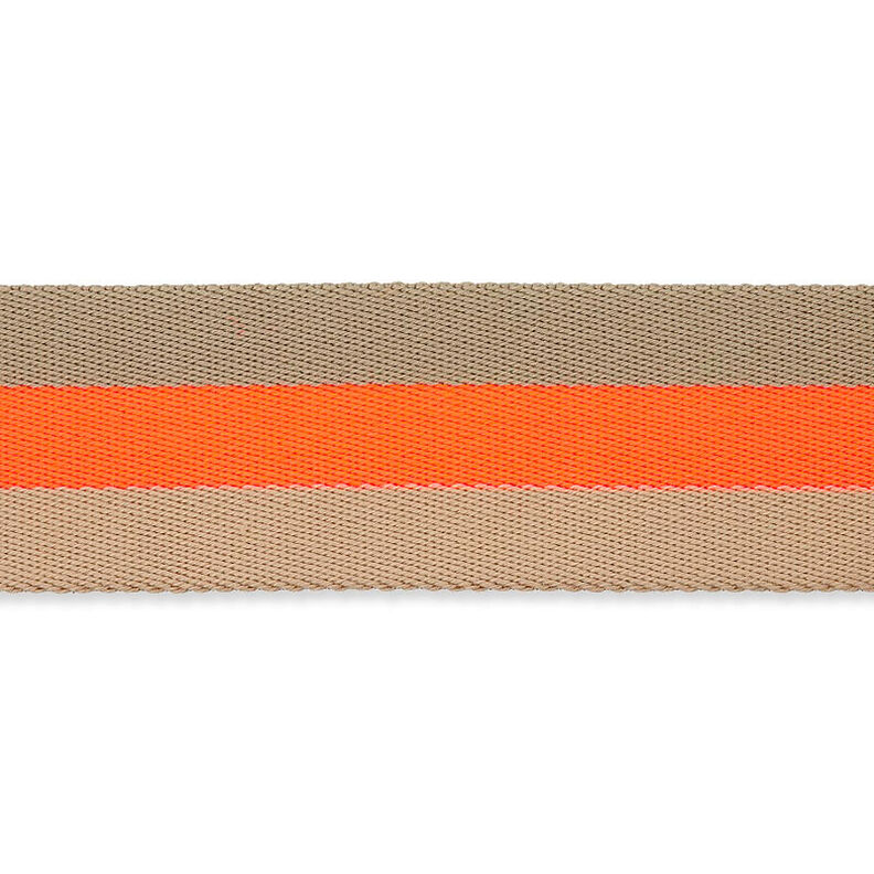 nastro gros-grain per borse, neon [ 40 mm ] – arancio neon/beige,  image number 1