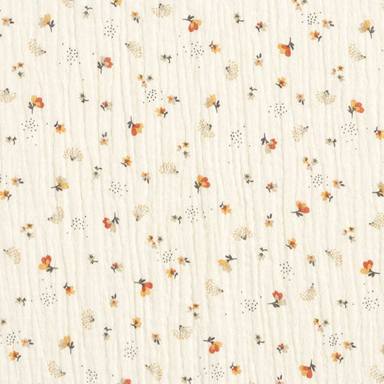 mussolina / tessuto doppio increspato Fiori e ricci – bianco lana,  image number 1