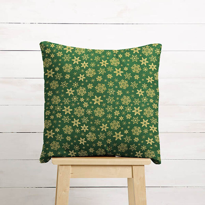 tessuto in cotone popeline Cristalli di neve – verde/oro,  image number 8