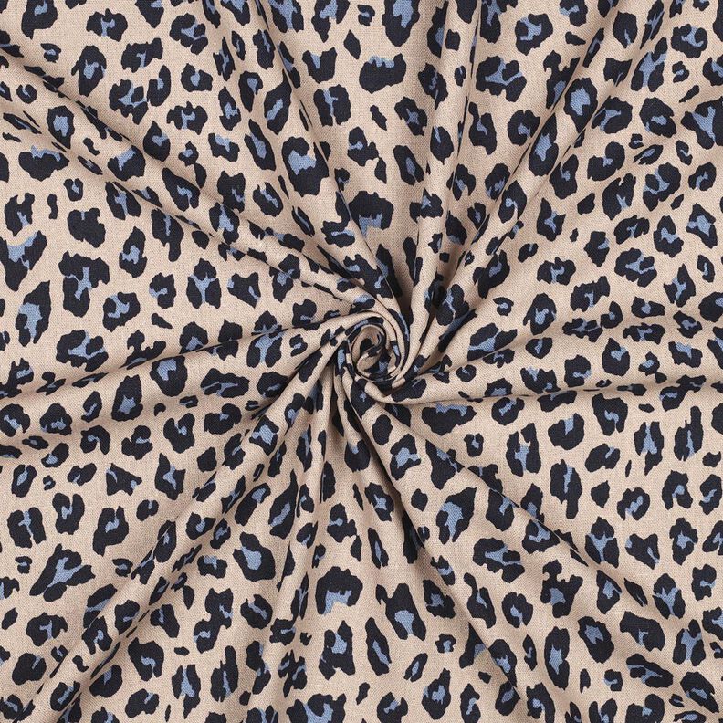misto lino viscosa stampa leopardata | Poppy Fabrics &ndash; anacardo/blu notte,  image number 3