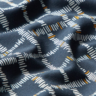 GOTS jersey di cotone quadri | Tula – blu notte/senape, 