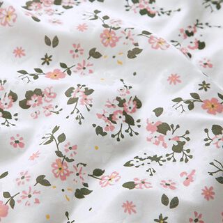 satin di seta-viscosa, fiori sparsi – bianco, 