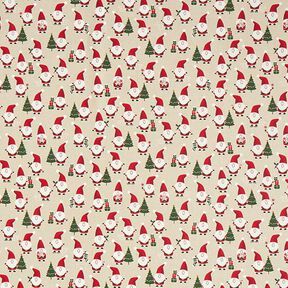 Tessuto arredo mezzo panama allegri Babbi Natale – naturale, 