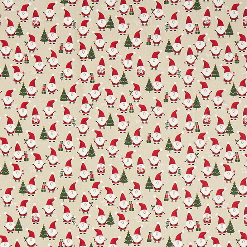 Tessuto arredo mezzo panama allegri Babbi Natale – naturale,  image number 1