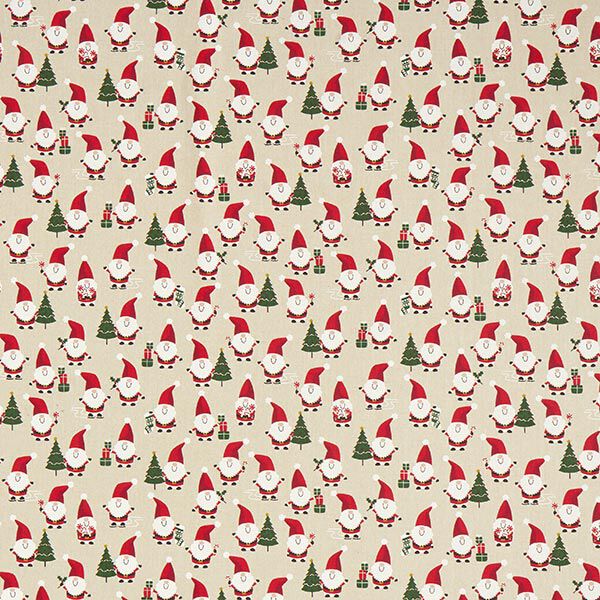 Tessuto arredo mezzo panama allegri Babbi Natale – naturale, image number 1