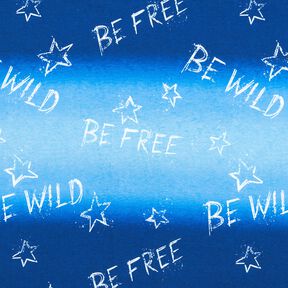 French terry Be Wild | Glitzerpüppi – blu reale/bianco, 