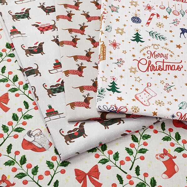 tessuto arredo mezzo panama Merry Christmas – naturale, image number 5