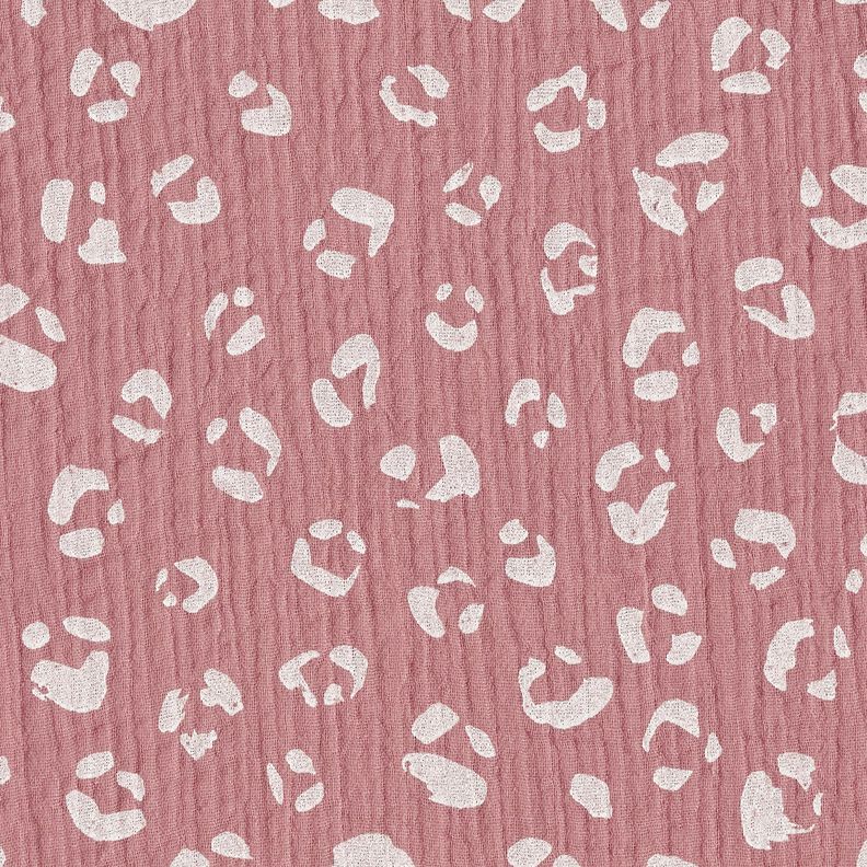 mussolina / tessuto doppio increspato Grande motivo leopardato – rosa antico scuro/bianco,  image number 1
