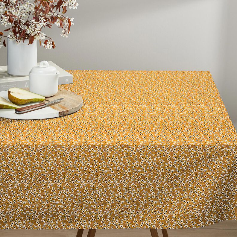 cotone rivestito Boccioli floreali – giallo curry/bianco,  image number 7