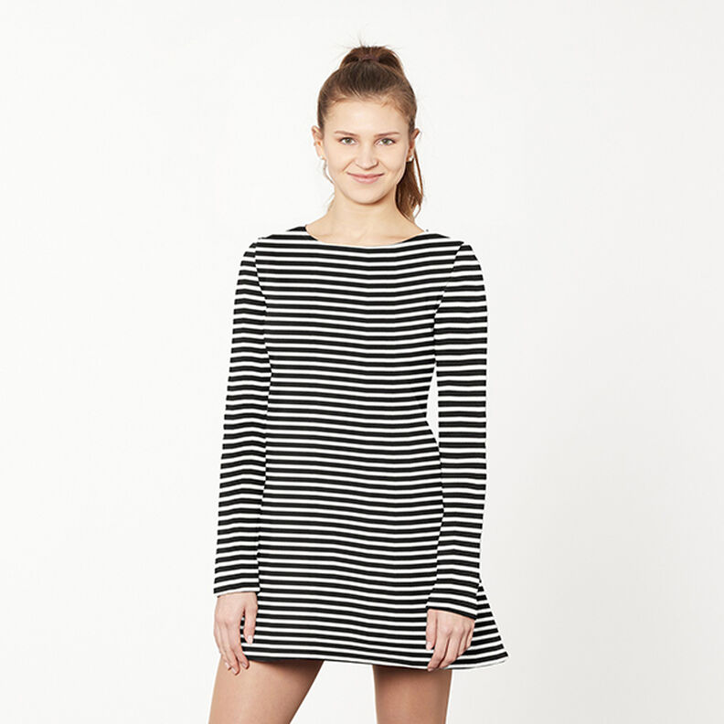 Maglia con struttura jacquard a righe trasversali – bianco/nero,  image number 5