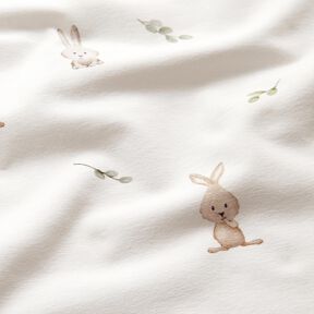 GOTS jersey di cotone Dolce coniglietto stampa digitale – avorio, 