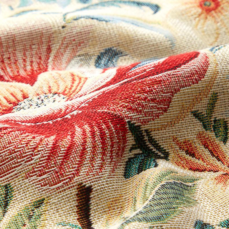 tessuto arredo gobelin Splendidi fiori – beige chiaro/rosso,  image number 2