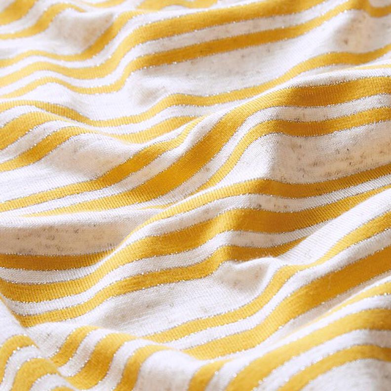 jersey di viscosa, righe glitter irregolari – bianco lana/giallo sole,  image number 2