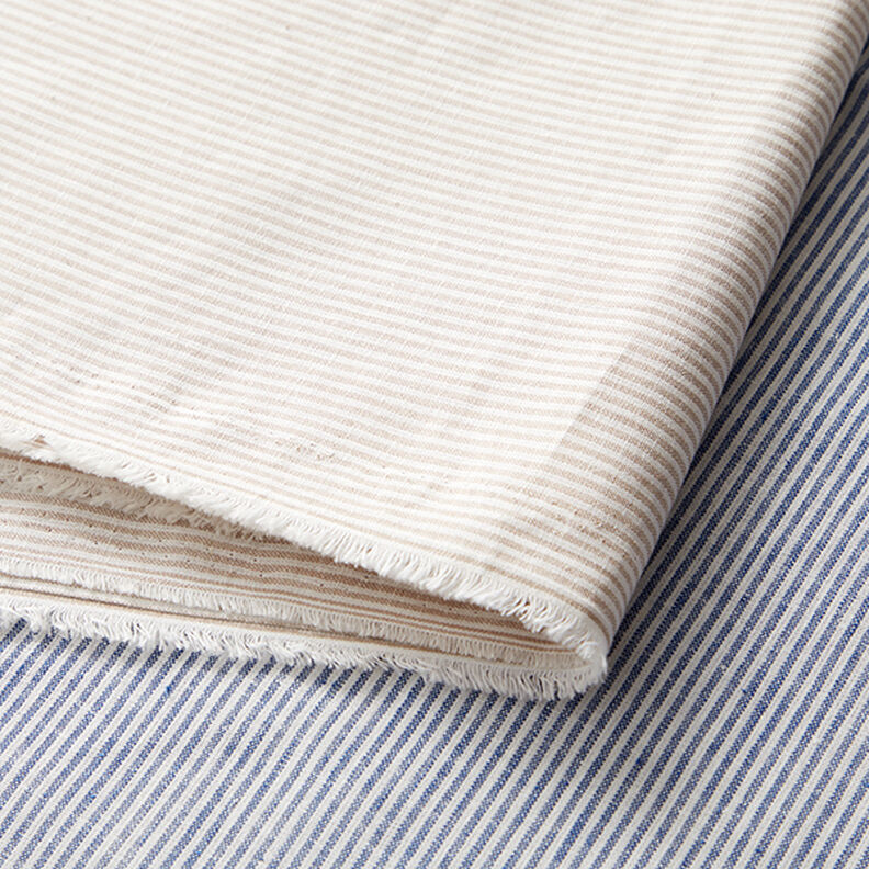 misto cotone-lino righe sottili – beige/bianco lana,  image number 5