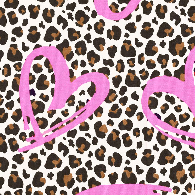 French terry, felpa estiva Cuori di leone e Neon – anacardo/fucsia neon, image number 5