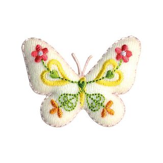 applicazione, farfalla [ 4,5 x 5,5 cm ] – bianco lana/giallo, 