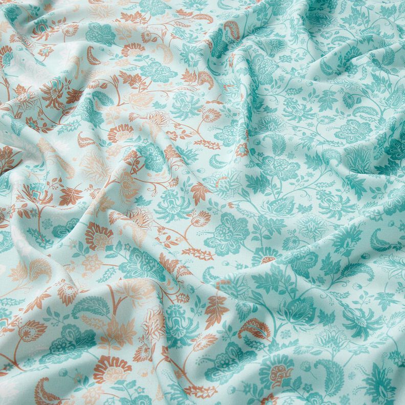 viscosa voile Disegno di bordura floreale Paisley – blu, image number 2