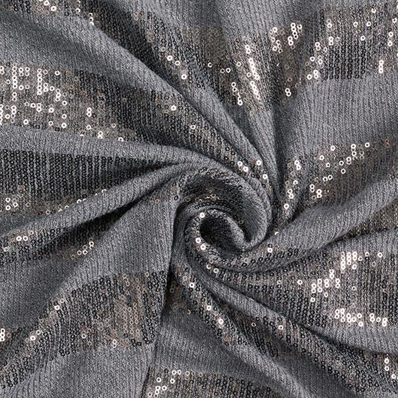Tessuto in maglia con paillettes glitterate a strisce orizzontali – grigio, image number 3