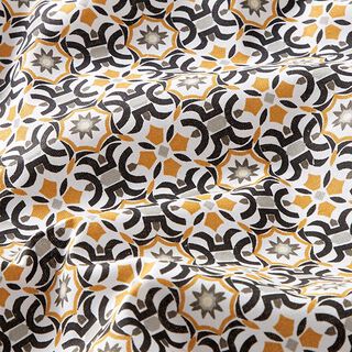 tessuto in cotone cretonne Motivo a piastrelle – bianco/nero, 