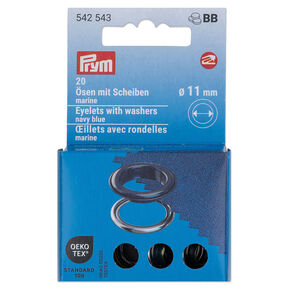 Occhielli con rondelle [20 pezzi | Ø 11 mm] | Prym – blu marino/argento effetto metallizzato, 