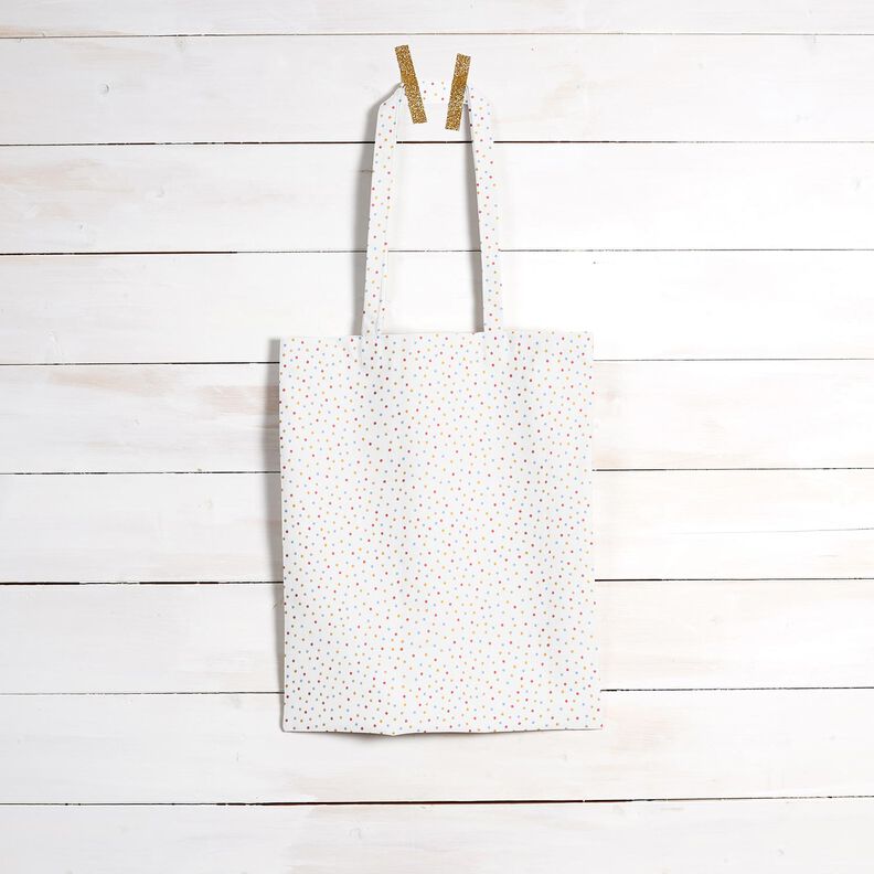 tessuto arredo satin di cotone Piccoli pois colorati – bianco,  image number 8