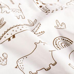 jersey di cotone Animali della giungla disegnati – avorio/cioccolato, 