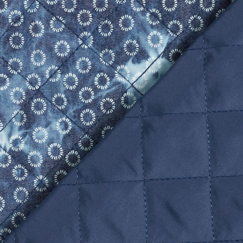 Tessuto Chambray trapuntato con fiore batik – colore blu jeans,  image number 5