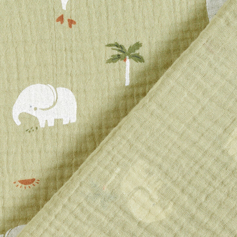 mussolina / tessuto doppio increspato Cuccioli di elefante – pistacchio,  image number 4