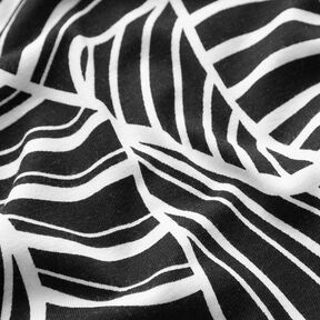 Jersey di viscosa con foglie astratte – nero/bianco, 
