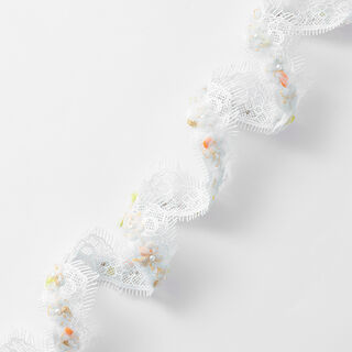 nastro in pizzo fiori di tulle [30 mm] – bianco, 