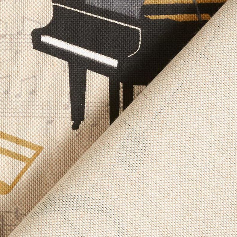 tessuto arredo mezzo panama pianoforte a coda e note – naturale/nero,  image number 4