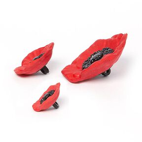 Bottone gioiello Fiore di Papavero - rosso, 