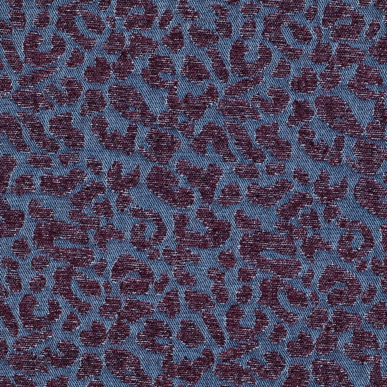 Tessuto per pantaloni effetto denim con stampa leopardata – melanzana/colore blu jeans,  image number 1