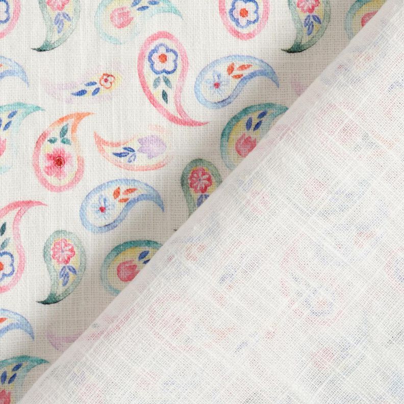 Paisley in misto lino – avorio/rosa,  image number 4