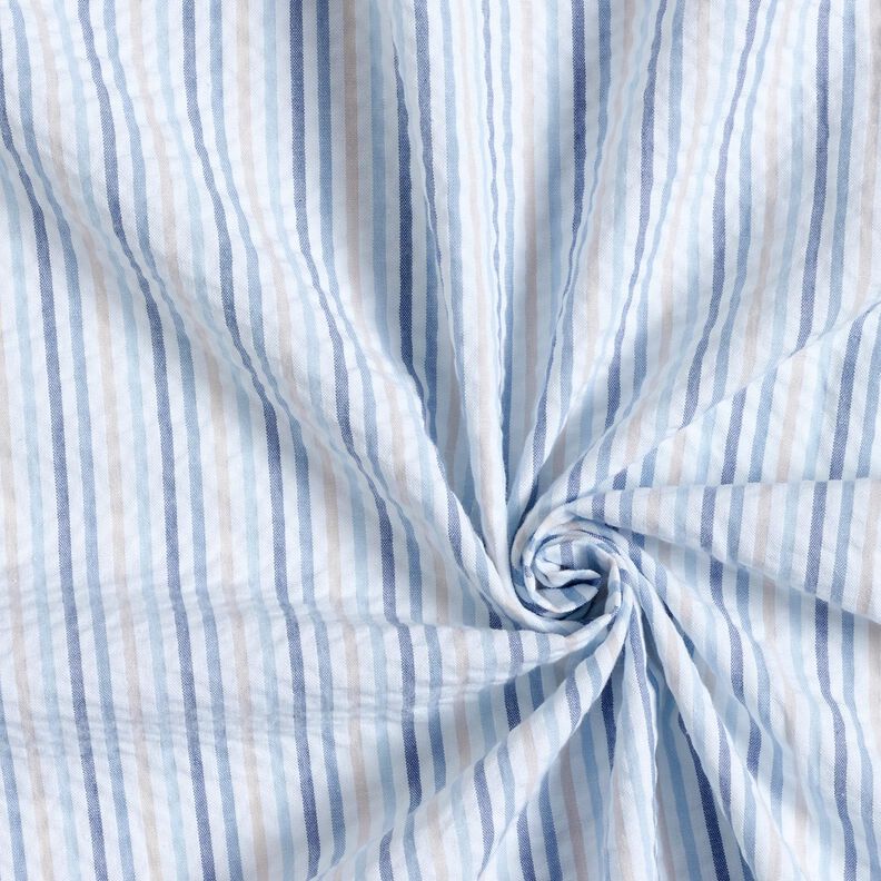 seersucker cotone Mix di strisce – blu/bianco, image number 3