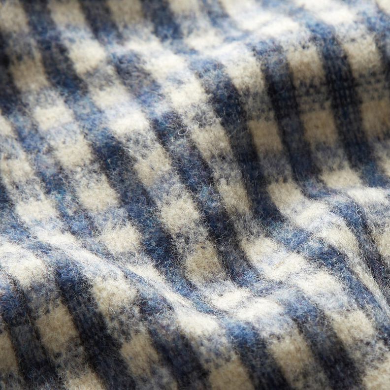 Tessuto per cappotto misto lana a quadri piccoli – beige/blu,  image number 3