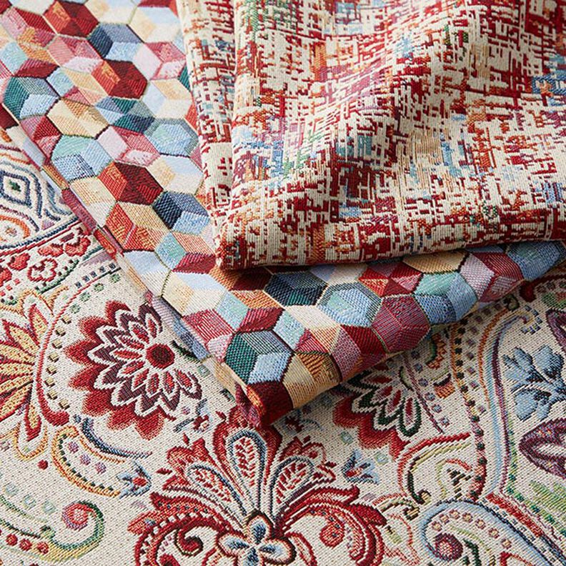 tessuto arredo gobelin paisley colorato – bianco lana,  image number 5