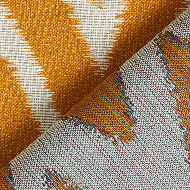tessuto jacquard da esterni motivo ikat – senape,  image number 4