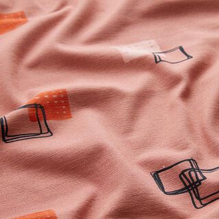 GOTS jersey di cotone quadrilateri | Tula – rosa anticato, 