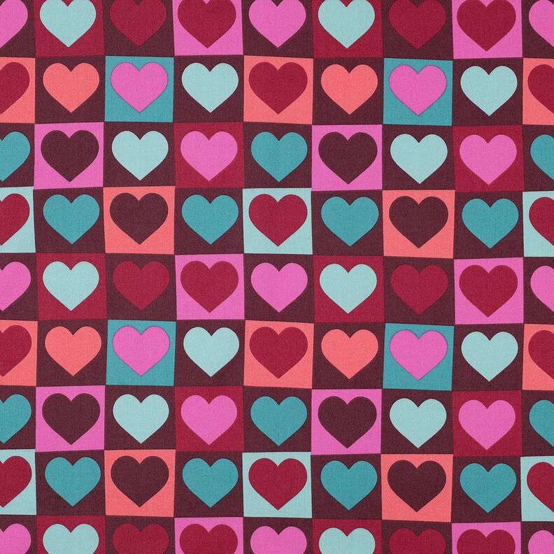popeline di cotone Cuori di diamante | Poppy Fabrics – rosso borgogna, image number 1