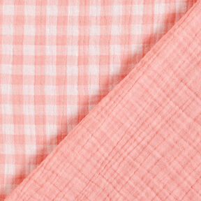 mussolina / tessuto doppio increspato Vichy a quadri tinto in filo – rosa anticato/bianco, 