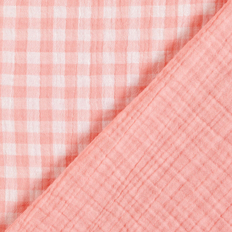 mussolina / tessuto doppio increspato Vichy a quadri tinto in filo – rosa anticato/bianco,  image number 1