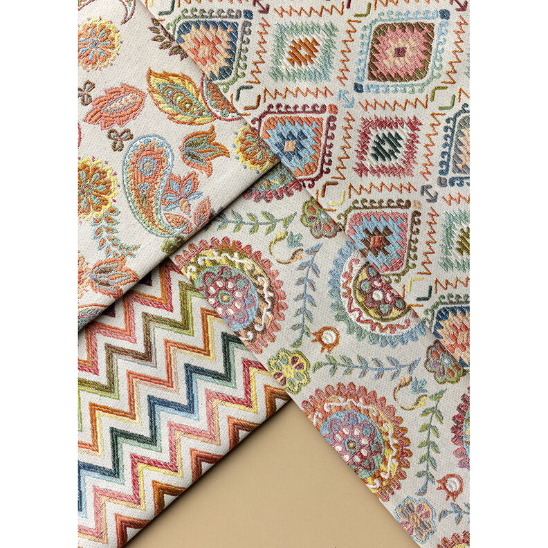 tessuto arredo Jacquard Tappeto indiano – beige chiaro,  image number 6