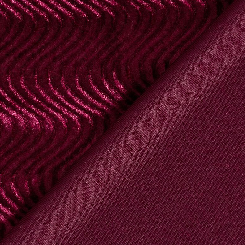 Onde in rilievo in velluto elasticizzato – rosso Bordeaux,  image number 4